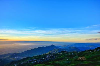 Scenic view of landscape against sky during sunset