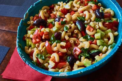 High angle view of salad in bowl
