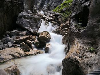 Scenic view of waterfall in forest