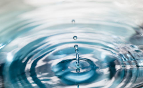 Close-up of drop splashing in water