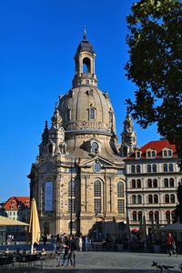 View of frauenkirche dresden against blue sky