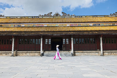 Beautiful woman at the imperial fortress in hue / vietnam