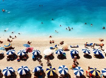 High angle view of people at beach