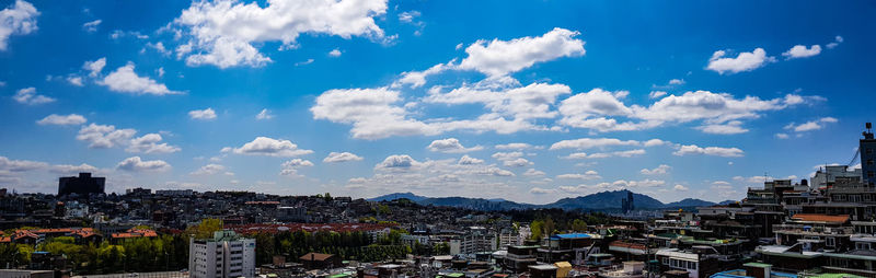 High angle view of townscape against sky