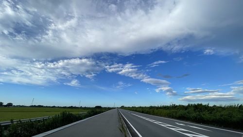 Road passing through landscape against cloudy sky