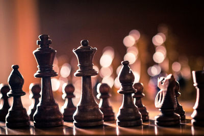 Close-up of chess pieces