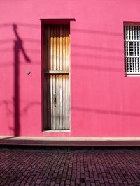 Closed wooden door of house