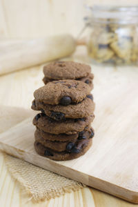 Close-up of cookies on table