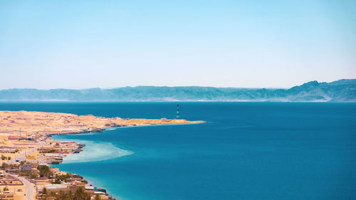 Scenic view of sea against clear sky