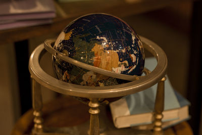 High angle view of glass on table