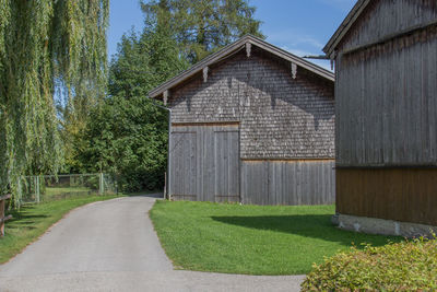 View of barn in field