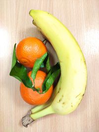 High angle view of fruits on table