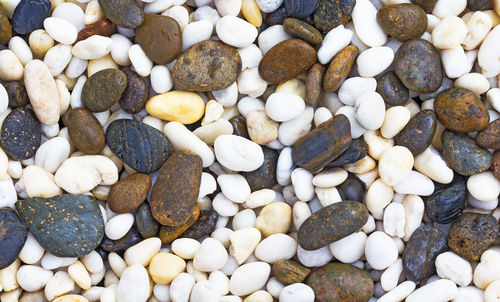 High angle view of pebbles