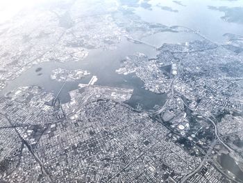 High angle view of ice on landscape