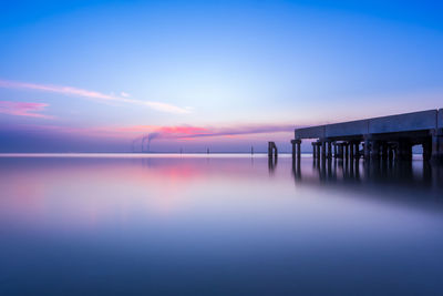 Scenic view of sea against sky at sunset