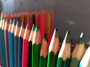 Close-up of multi colored pencils