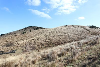 Scenic view of landscape against blue sky