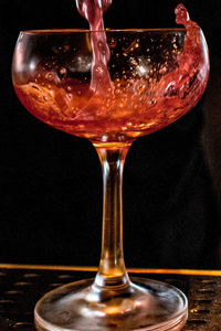 Close-up of wineglass on glass