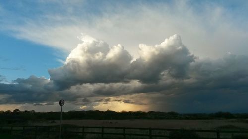 Scenic view of landscape against cloudy sky