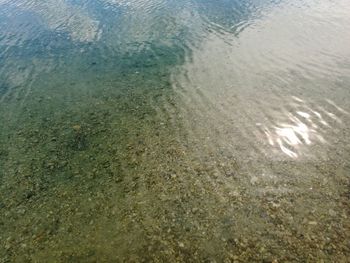 High angle view of sand at beach