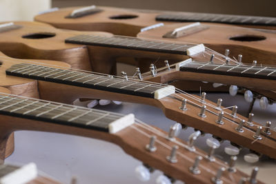 String instruments on top of a table. saubara, bahia, brazil.