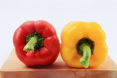 Close-up of bell peppers on table