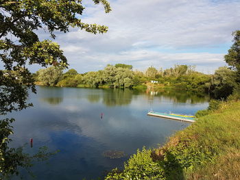 Scenic view of lake against sky