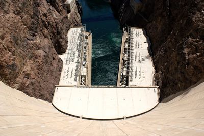 High angle view of hoover dam on colorado river