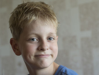 Portrait of cute boy at home