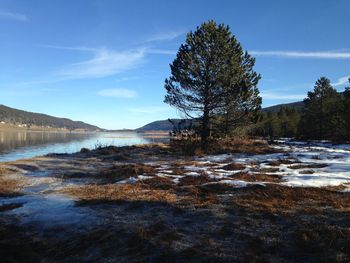 Scenic view of lake against sky