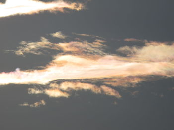 Low angle view of clouds in sky during sunset