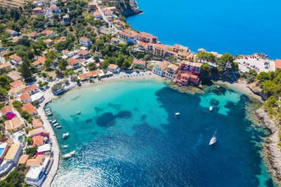 High angle view of swimming pool by sea