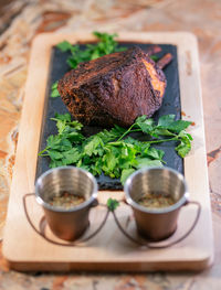 Close-up of food on cutting board