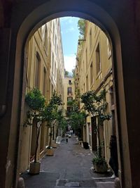 Narrow street amidst buildings in city