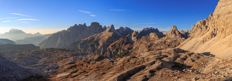 Panoramic view of rocky mountains against sky