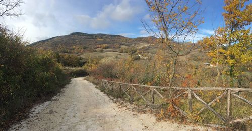 Scenic view of landscape against sky during autumn