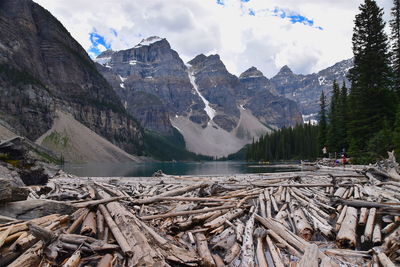 Panoramic view of mountains against sky