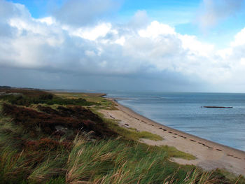 Scenic view of sea and cloudy sky