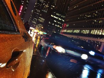 View of city street at night