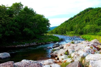 View of stream flowing through rocks