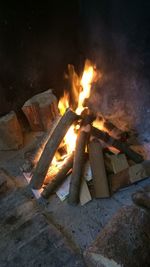 Close-up of bonfire at night