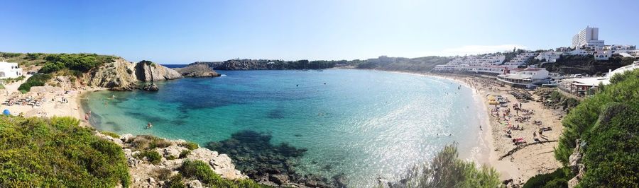 High angle view of calm blue sea