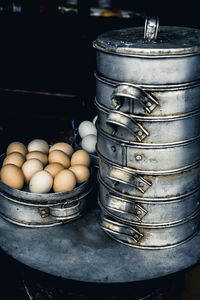 Close-up of eggs in container