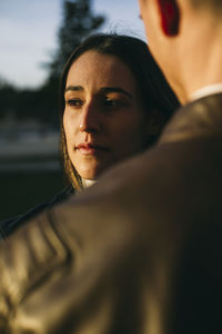 Close-up portrait of young couple