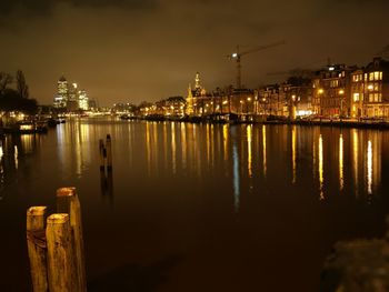 View of illuminated city at waterfront