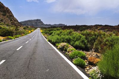 Surface level of road against sky