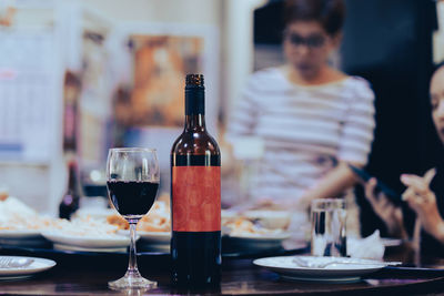 Glass of wine glasses on table in restaurant