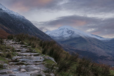 Scenic view of mountains against sky