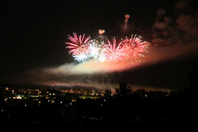 Firework display at night
