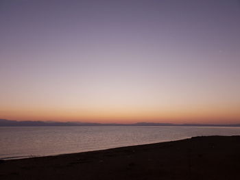 Scenic view of sea against clear sky during sunset